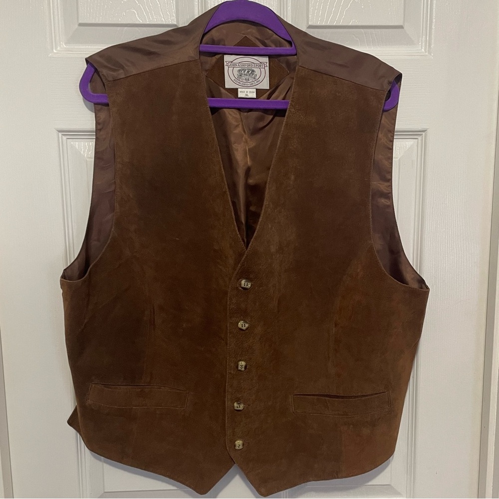 John Ashford Brown Leather Vest